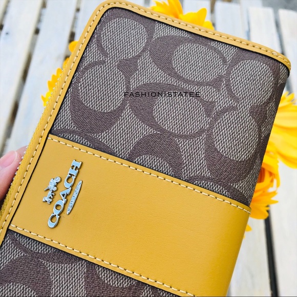 Coach signature PVC leather Khaki flax wallet new - Picture 5 of 8